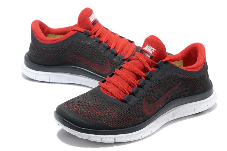 Nike Free 3.0 V5 Mens Running Shoes Dark-Grey Red - Click Image to Close